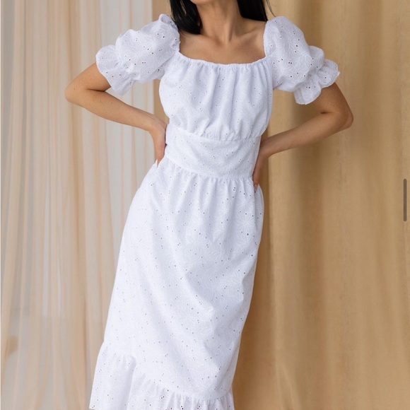 New Cotton Eyelet Midi Dress - Picture 5 of 5